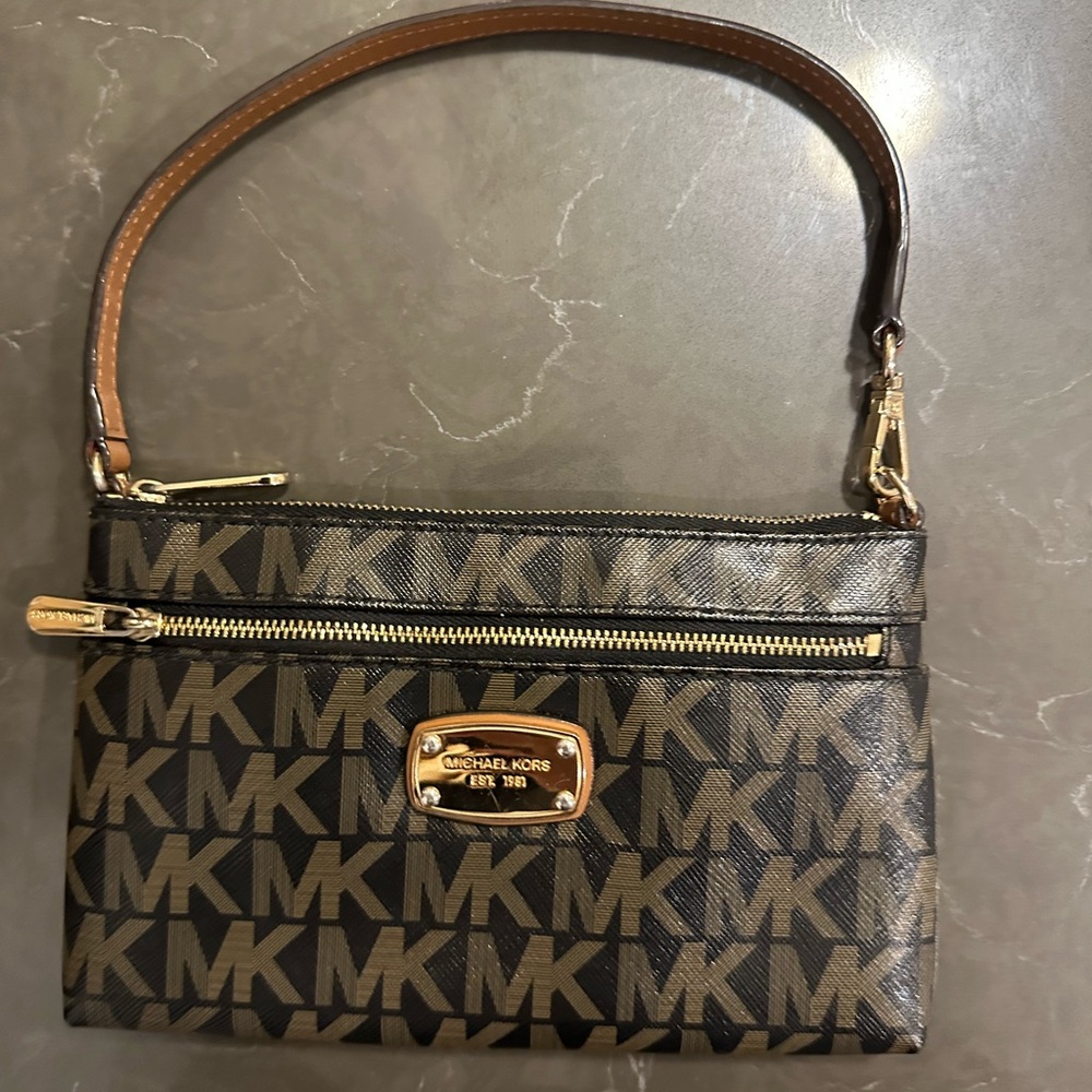 Michael Kors Brown Clutch with MK Monogram